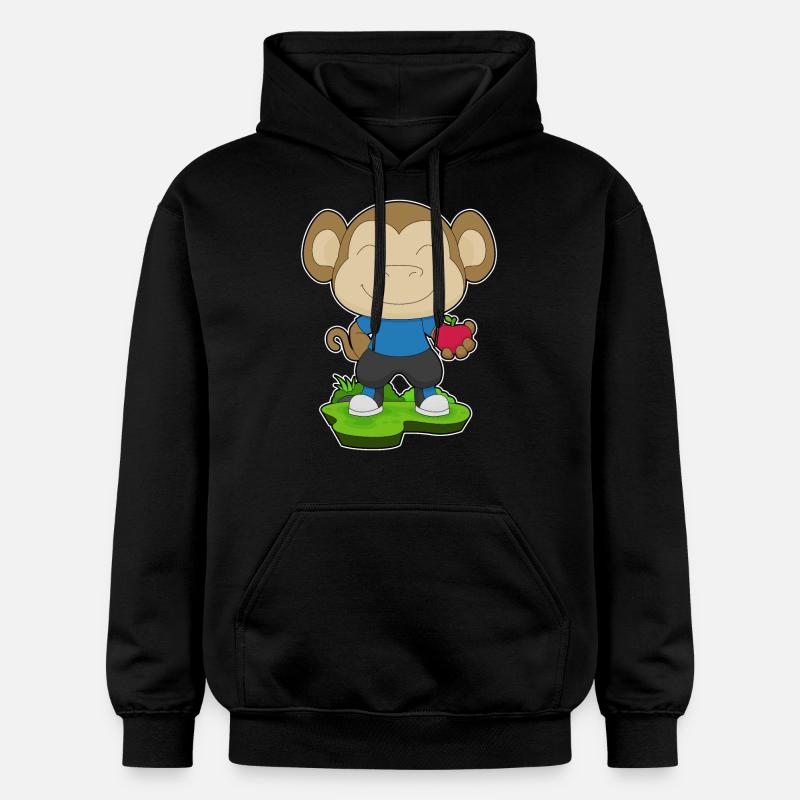 Monkey Apple Fruit - Gildan Unisex Softstyle® Midweight Hoodie - black