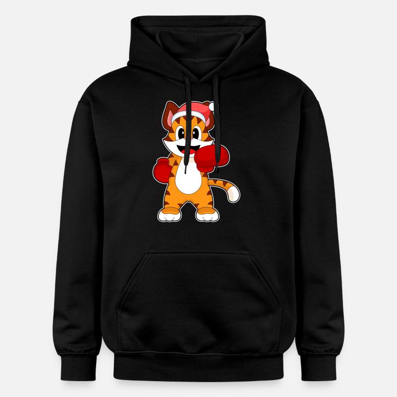 Boxer de Noël tigre - Sweat à capuche Softstyle® Gildan Unisexe - noir