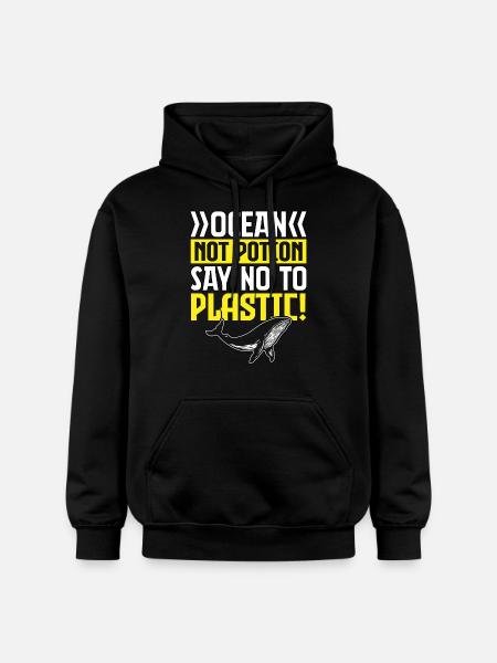 Ocean not potion say no to plastic - Gildan Unisex Softstyle® Midweight Hoodie - black