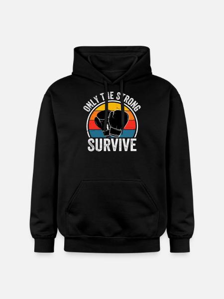 Only the strong Survive Boxing - Gildan Unisex Softstyle® Midweight Hoodie - black