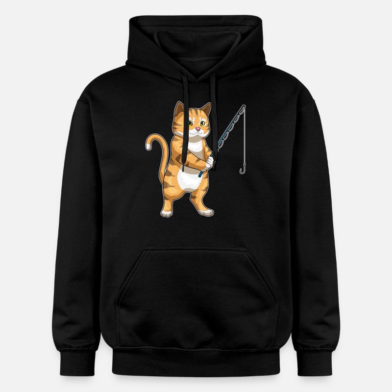 Cat Angler Pêche Pêche - Sweat à capuche Softstyle® Gildan Unisexe - noir