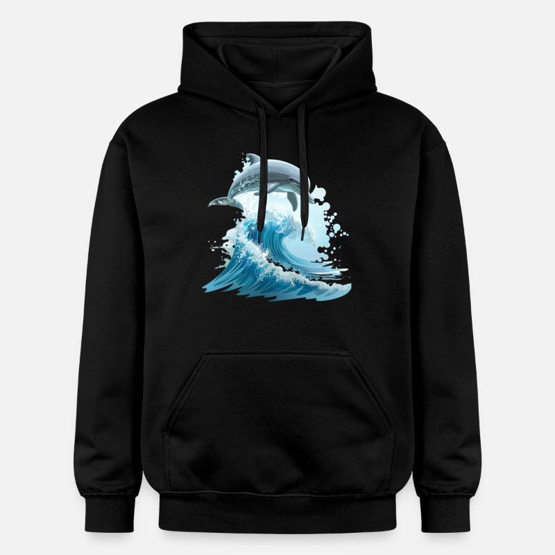 Dauphin Océan Saut Mer - Sweat à capuche Softstyle® Gildan Unisexe - noir