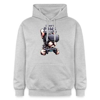 Hunde, Französische Bulldogge Videospiel VR-Brille - Gildan Unisex Softstyle® Midweight Hoodie - Hellgrau meliert - Vorne - Liana (172cm) & Jaron (178cm)