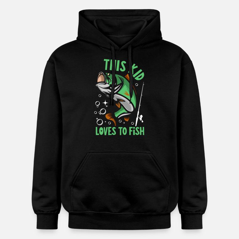 Cet enfant adore pêcher - Sweat à capuche Softstyle® Gildan Unisexe - noir