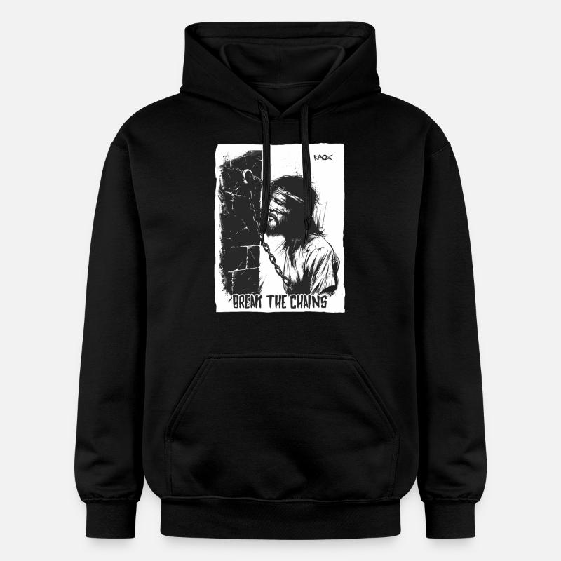Suffering man, break the chains - Gildan Unisex Softstyle® Midweight Hoodie - black