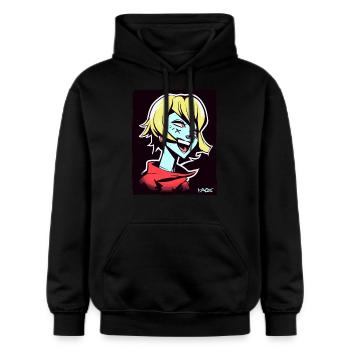 Cooles und glückliches Anime-Mädchen - Gildan Unisex Softstyle® Midweight Hoodie - Schwarz - Vorne - Marisol (170cm) & Nik (191cm)