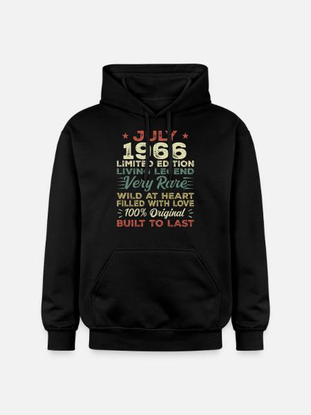Cadeau juli 1966 Jubileum Juli 1966 Verjaardag - Gildan uniseks Softstyle® Midweight hoodie - zwart