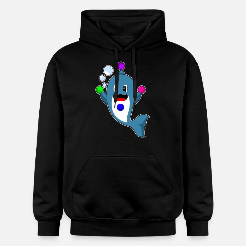 Jongleur dauphin jonglant - Sweat à capuche Softstyle® Gildan Unisexe - noir