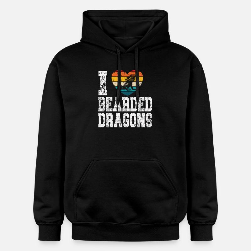 J’adore les dragons barbus - Sweat à capuche Softstyle® Gildan Unisexe - noir