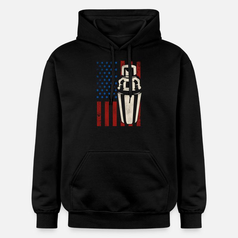 Barman Mixologue American Flag - Sweat à capuche Softstyle® Gildan Unisexe - noir