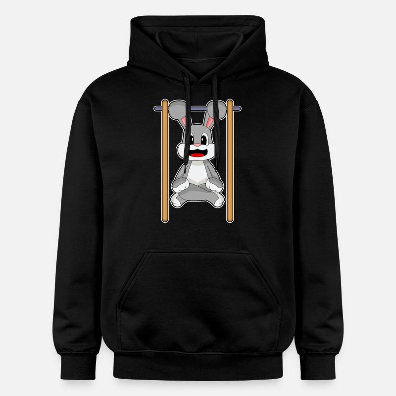 Bunny Bodybuilder Tractions Musculation - Sweat à capuche Softstyle® Gildan Unisexe - noir