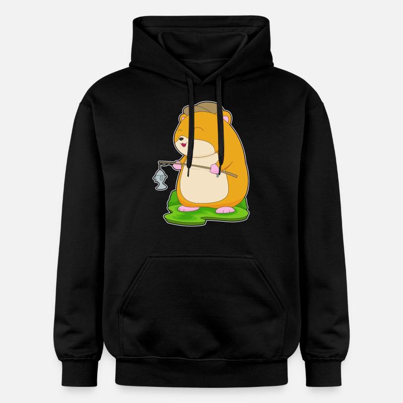Hamster Pêcheur Ange Pêche - Sweat à capuche Softstyle® Gildan Unisexe - noir