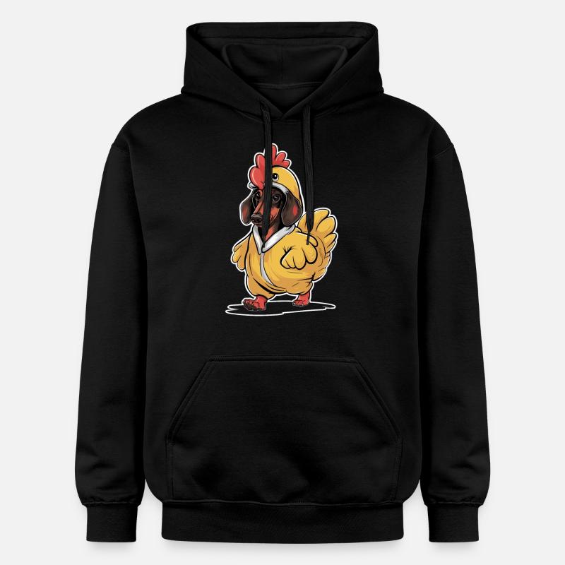 Teckel déguisé en poulet - Sweat à capuche Softstyle® Gildan Unisexe - noir