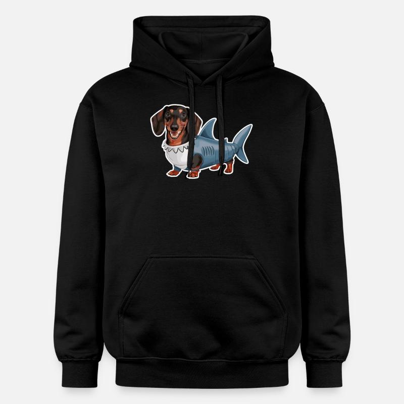 Teckel En Costumes Drôle Requin - Sweat à capuche Softstyle® Gildan Unisexe - noir