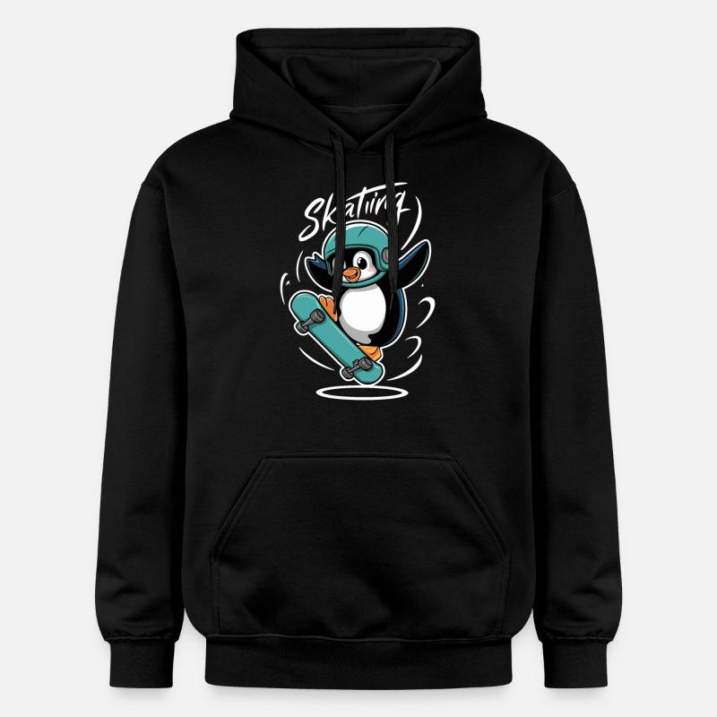 Pingouin Skating Aventurier - Sweat à capuche Softstyle® Gildan Unisexe - noir