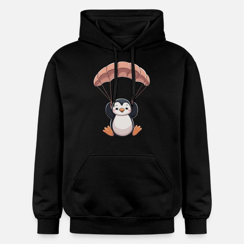 Pingouin mignon avec parachute - Sweat à capuche Softstyle® Gildan Unisexe - noir