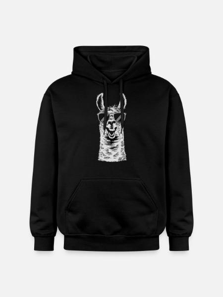 Cool llama with sunglasses - Gildan Unisex Softstyle® Midweight Hoodie - black