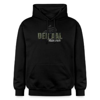 Der Aal Flüsterer - Gildan Unisex Softstyle® Midweight Hoodie - Schwarz - Vorne - Marisol (170cm) & Nik (191cm)