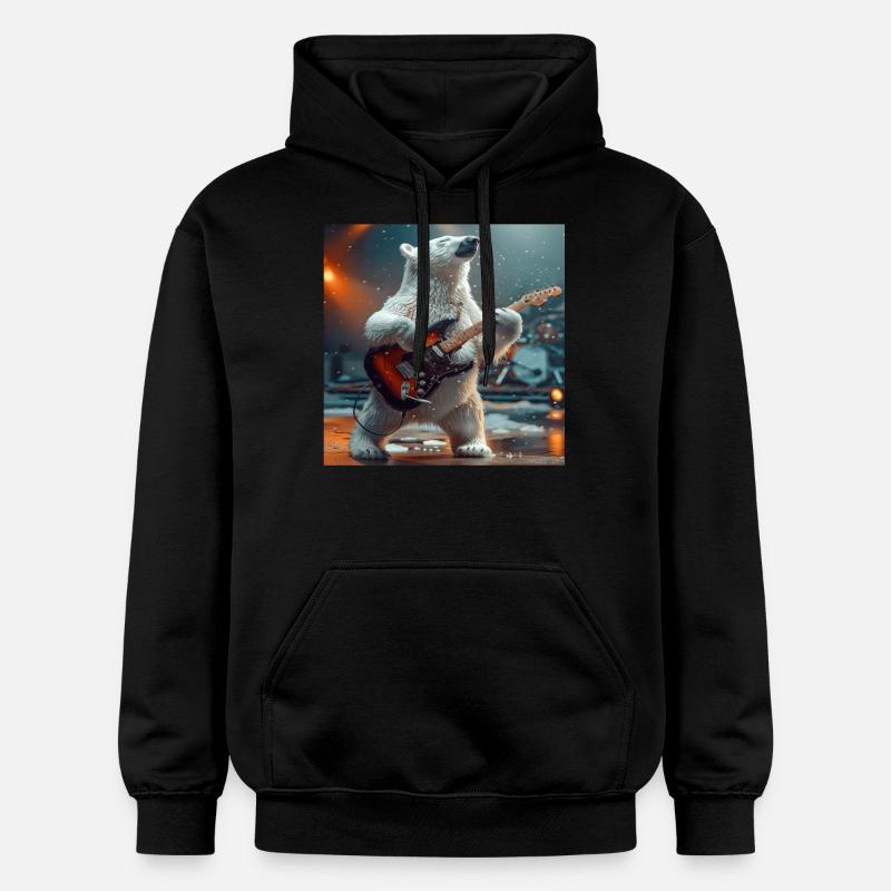 ours blanc - Sweat à capuche Softstyle® Gildan Unisexe - noir