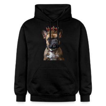 Bouledogue français - Sweat à capuche Softstyle® Gildan Unisexe - noir - Devant - Marisol (170cm) & Nik (191cm)