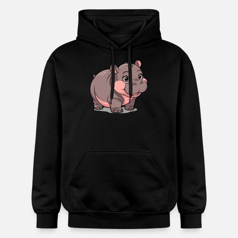 Moo Deng Nilpferd Hippopotame - Sweat à capuche Softstyle® Gildan Unisexe - noir