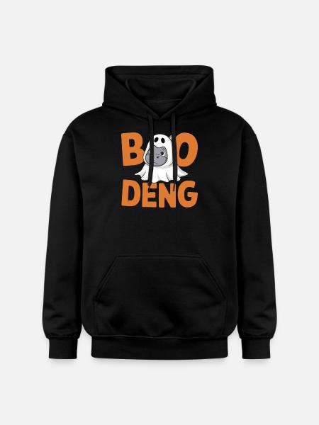 Moo Deng Boo Deng Divertimento di Halloween - Felpa con cappuccio unisex Softstyle® Gildan con grammatura media - nero