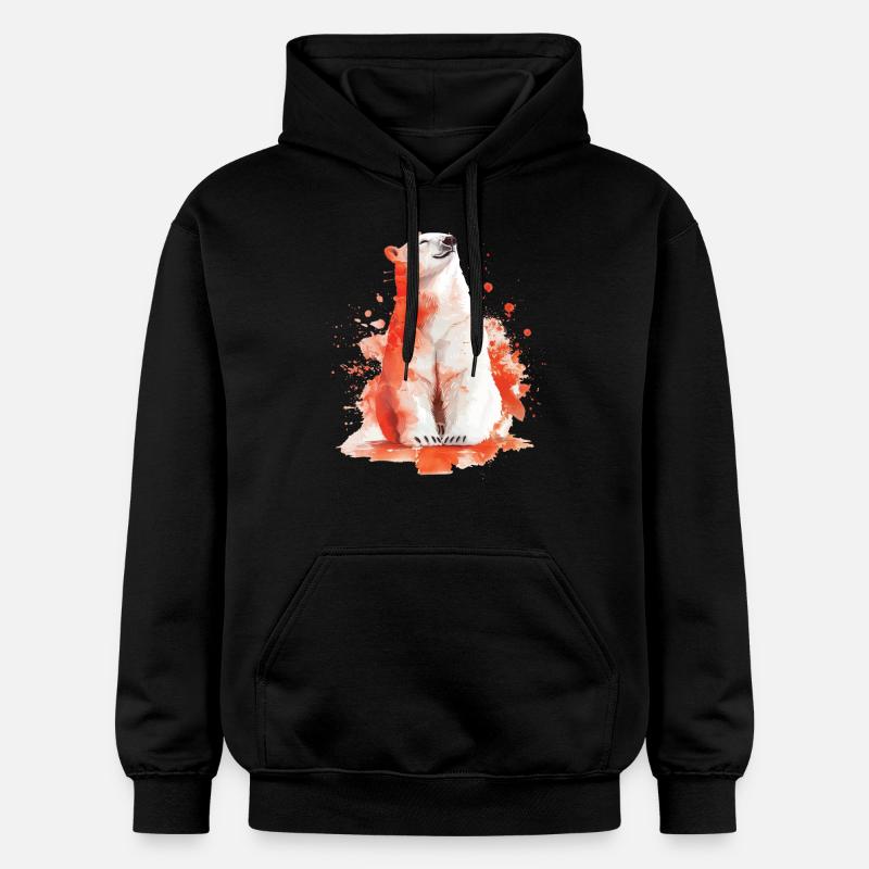 Ours blanc - Sweat à capuche Softstyle® Gildan Unisexe - noir
