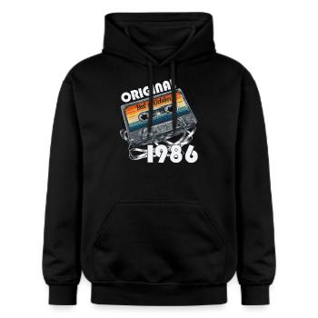 42. Geburtstag Vintage Oktober 1986 Kassette 1986 - Gildan Unisex Softstyle® Midweight Hoodie - Schwarz - Vorne - Marisol (170cm) & Nik (191cm)