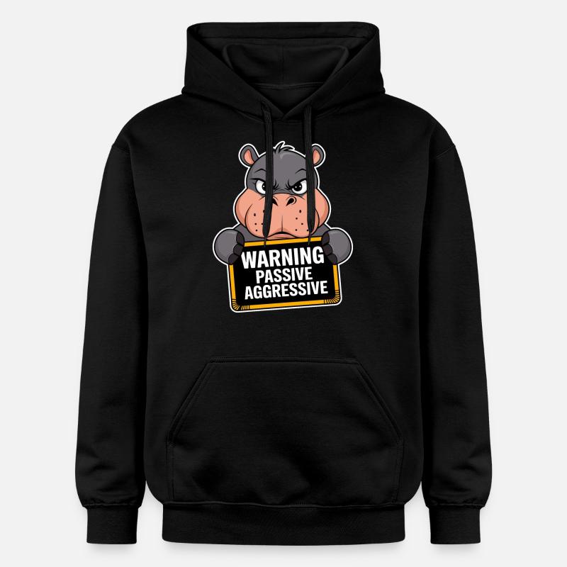 Warnung Passiv Aggressiv Nilpferd - Gildan Unisex Softstyle® Midweight Hoodie - Schwarz
