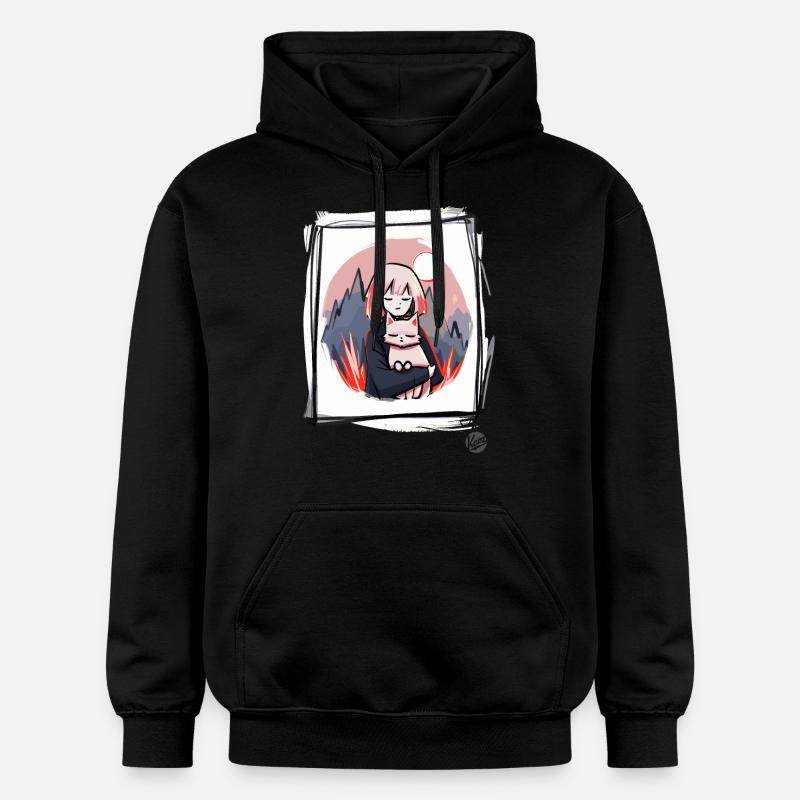Fille avec chat - Sweat à capuche Softstyle® Gildan Unisexe - noir