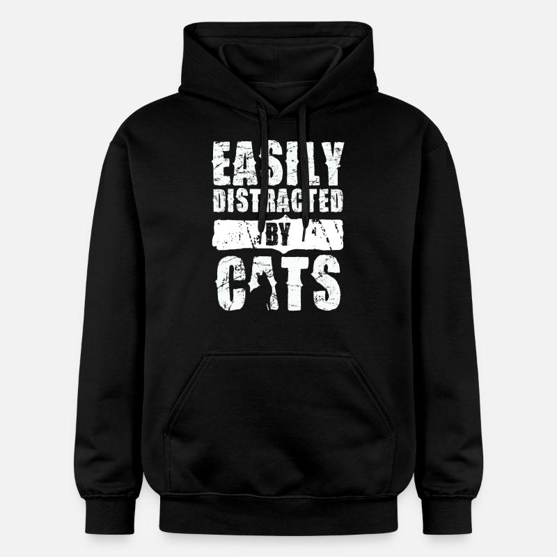Facilement distrait par les chats - Sweat à capuche Softstyle® Gildan Unisexe - noir