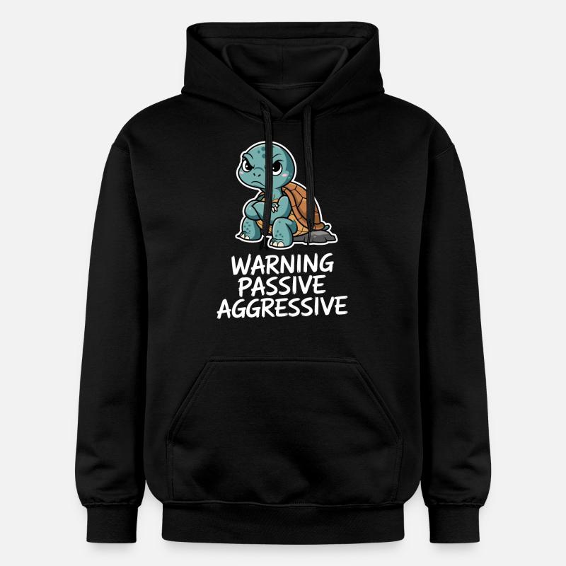 Warning Passive Aggressive Turtle - Gildan Unisex Softstyle® Midweight Hoodie - black