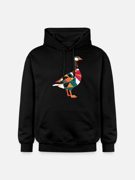 Geometric Farm Animal Graphic Goose - Gildan Unisex Softstyle® Midweight Hoodie - black