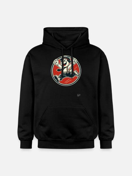 Cheerful Retro Dog Boy - Gildan Unisex Softstyle® Midweight Hoodie - black