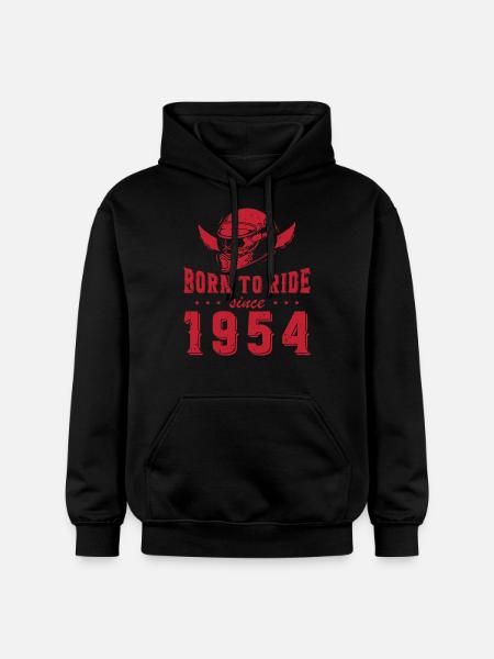 Born To Ride Since 1954 Biker Gift - Gildan Unisex Softstyle® Midweight Hoodie - black