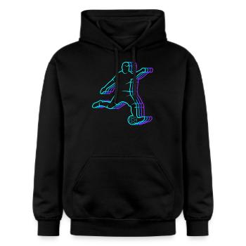 Fussball vintage Kinder Fußballer Jungen Fußball - Gildan Unisex Softstyle® Midweight Hoodie - Schwarz - Vorne - Marisol (170cm) & Nik (191cm)