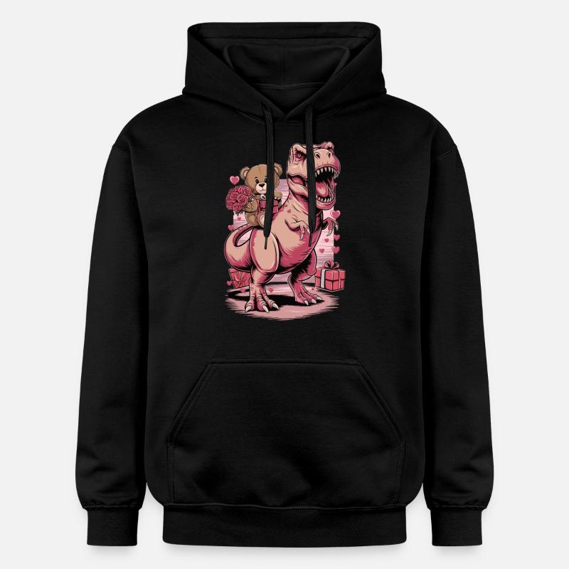 T. Rex Saint-Valentin - Sweat à capuche Softstyle® Gildan Unisexe - noir