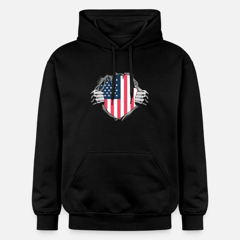 Drapeau américain dévoilant son design - Sweat à capuche Softstyle® Gildan Unisexe - noir