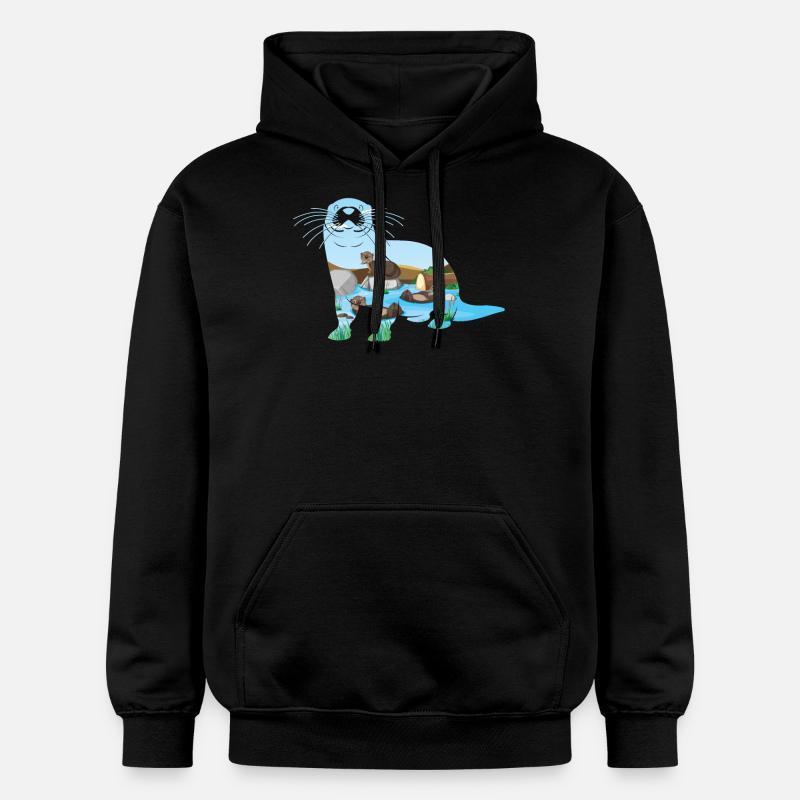 Rivière Otter - Sweat à capuche Softstyle® Gildan Unisexe - noir
