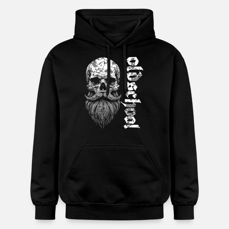 Crâne barbu à l’ancienne - Sweat à capuche Softstyle® Gildan Unisexe - noir