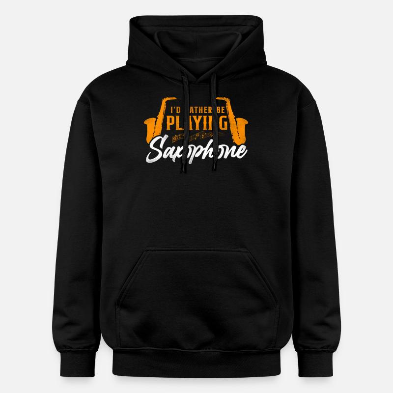 Saxophone I'd Rather Be Playing - Gildan Unisex Softstyle® Midweight Hoodie - Schwarz