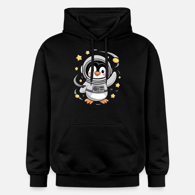 Aventure d’astronaute pingouin dans l’espace - Sweat à capuche Softstyle® Gildan Unisexe - noir