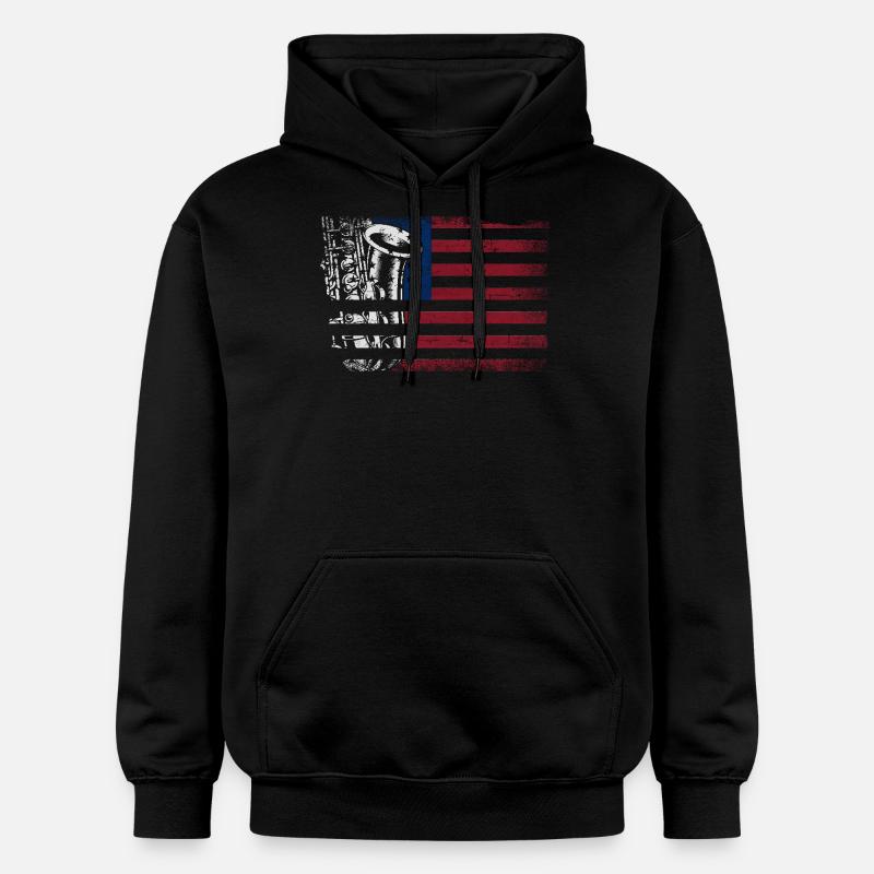 Saxophones Drapeau Américain - Sweat à capuche Softstyle® Gildan Unisexe - noir