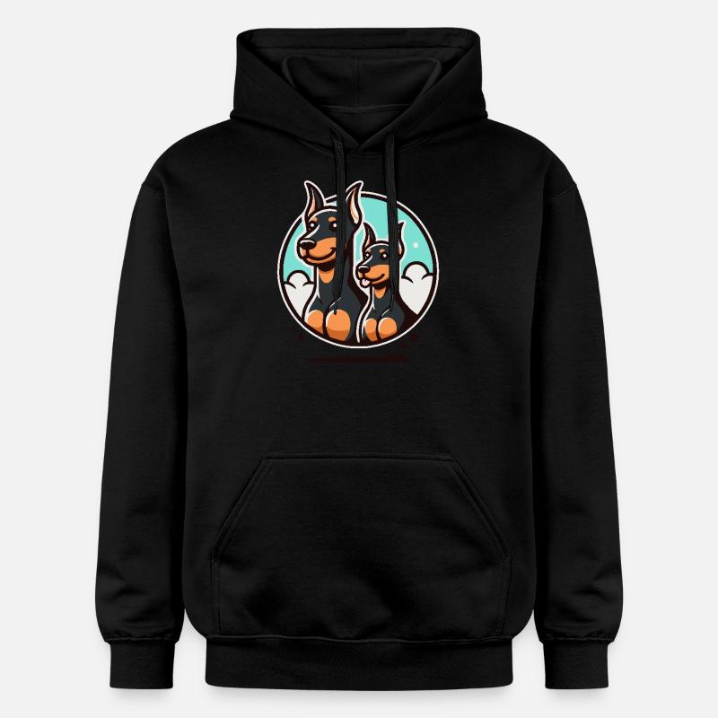 Drôles de chiens dobermans - Sweat à capuche Softstyle® Gildan Unisexe - noir