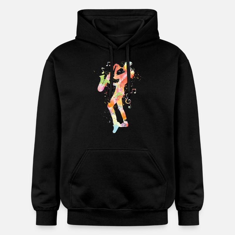 Saxophone Aquarelle - Sweat à capuche Softstyle® Gildan Unisexe - noir