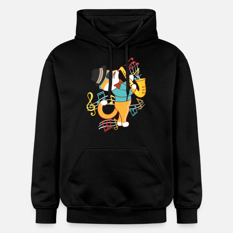 Saxophone Cat Jazz - Sweat à capuche Softstyle® Gildan Unisexe - noir