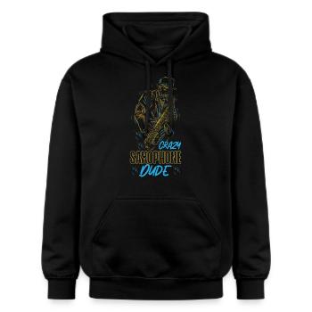Saxophone Crazy Saxophone Dude - Gildan Unisex Softstyle® Midweight Hoodie - Schwarz - Vorne - Marisol (170cm) & Nik (191cm)