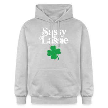 Sassy Lassie - Gildan Unisex Softstyle® Midweight Hoodie - light heather grey - Front - Liana (172cm) & Jaron (178cm)