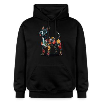 Bullterrier - Gildan Unisex Softstyle® Midweight Hoodie - Schwarz - Vorne - Marisol (170cm) & Nik (191cm)