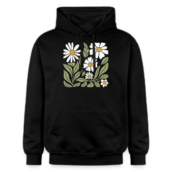 Gänseblümchen Blume Boho Blumen - Gildan Unisex Softstyle® Midweight Hoodie - Schwarz - Vorne - Marisol (170cm) & Nik (191cm)